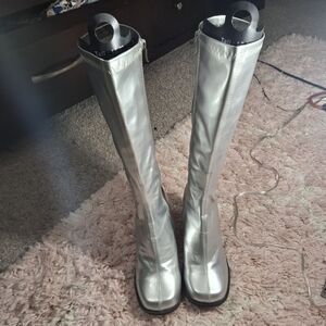 Ellie Silver Over-the-Knee Metallic Boots